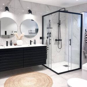 מקלחון פינתי הזזה שחור